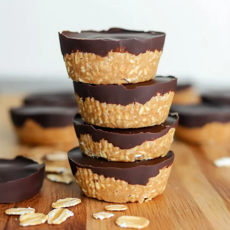 no bake peanut butter oat cups on wooden board