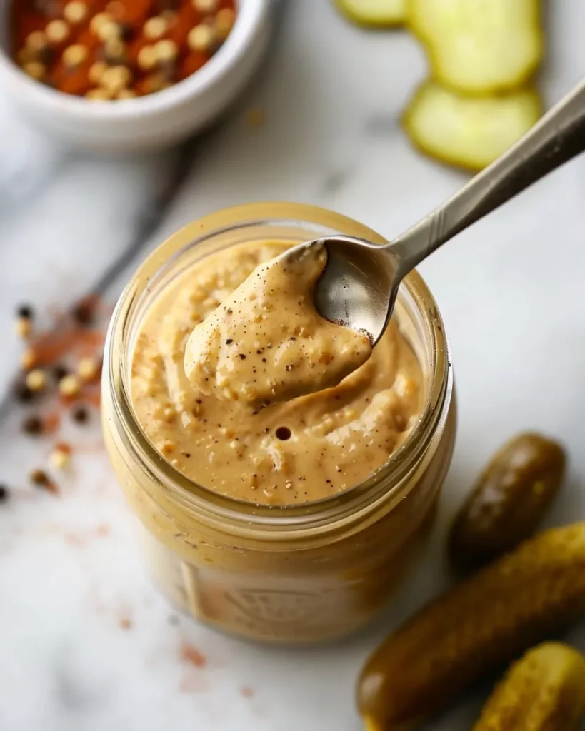 Creamy homemade Big Mac sauce in a small bowl with paprika