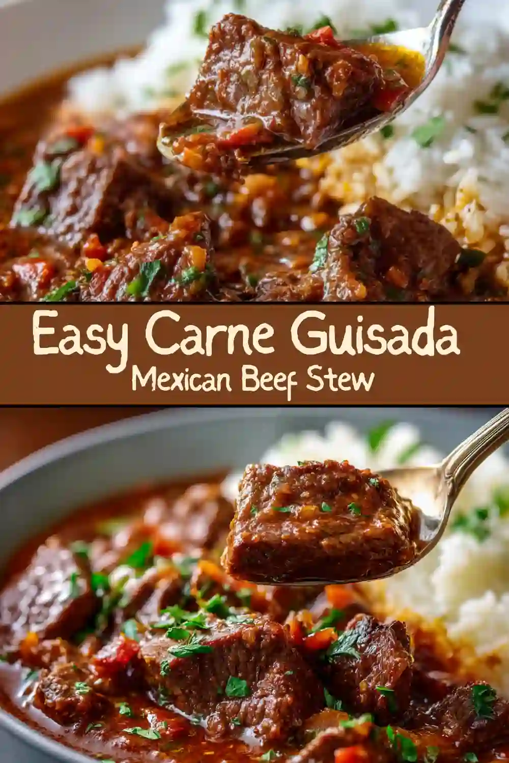 Bowl of easy carne guisada — tender Mexican beef stew with savory gravy and herbs for a hearty dinner.